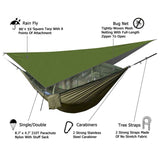 Portable Camping Hammock with Mosquito Net, Rain Fly + Tree Straps for Indoor, Outdoor, Backpacking, Travel, Beach, Hiking