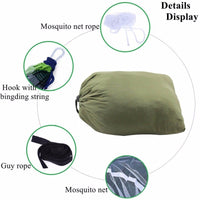 Portable Camping Hammock with Mosquito Net, Rain Fly + Tree Straps for Indoor, Outdoor, Backpacking, Travel, Beach, Hiking