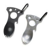 Portable Stainless Steel Spork Opener EDC Multitool Outdoor Camping Pocket Tableware