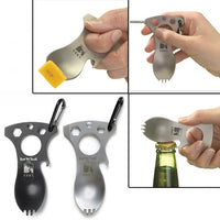 Portable Stainless Steel Spork Opener EDC Multitool Outdoor Camping Pocket Tableware