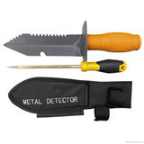 Premium Carbon Steel Digger + Probe + Belt Holster for Metal Detecting Sharp Blade Serrated Edge Hand Shovel