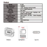 10000Mah Portable Camping Lamp IP65 Waterproof Flashlight Solar Camping Spotlight Emergency Rechargeable Magnetic Led Work Light